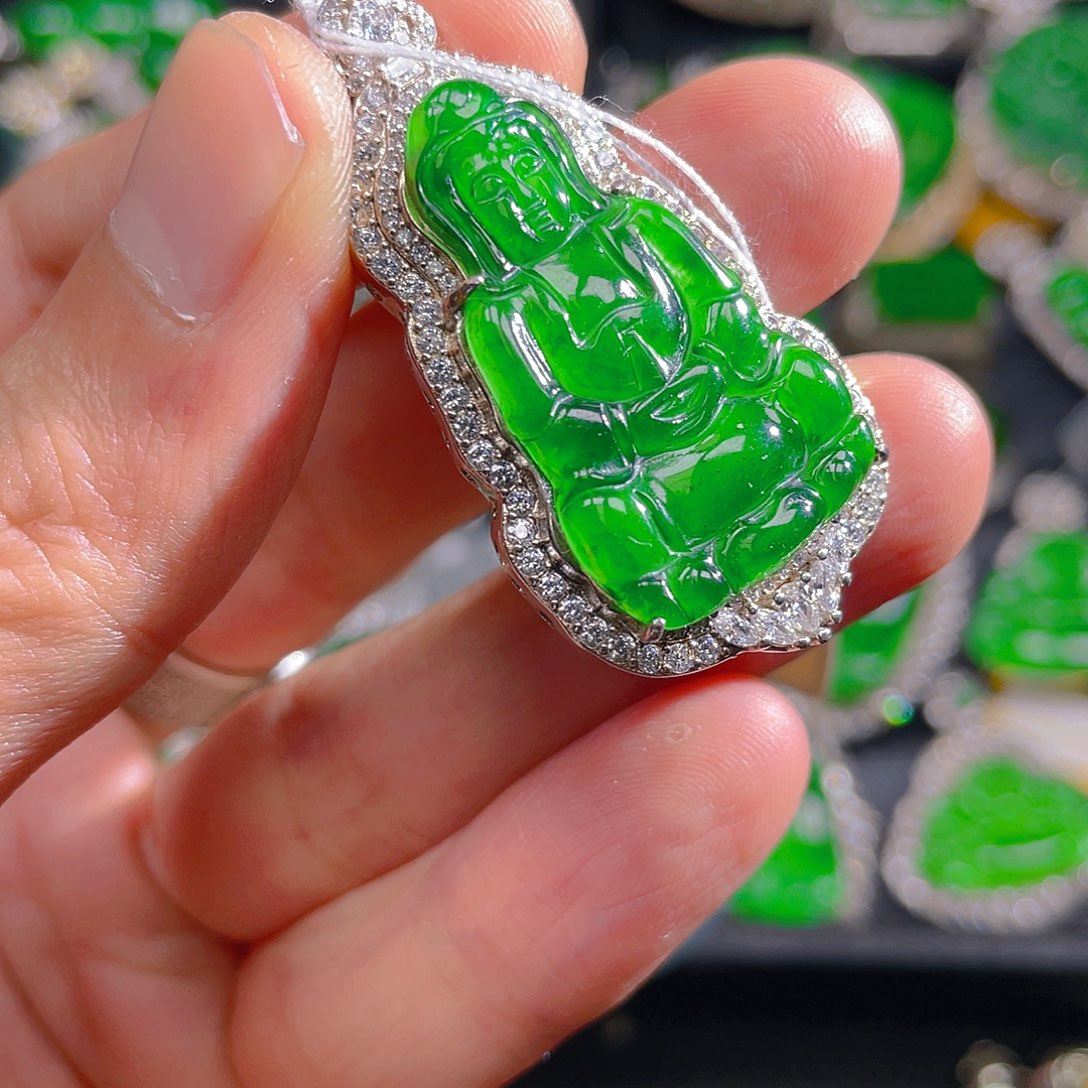 翡翠银S925镶嵌吊坠(不含链)