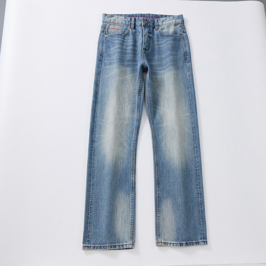 紫耀丹宁VG-019缎染七彩经纱13盎司宽松直筒美式复古特殊洗水工艺