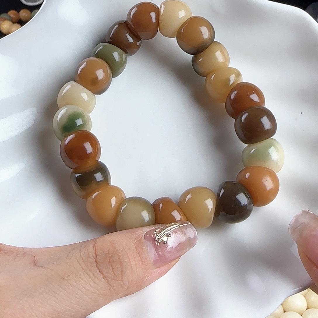 菩提根/象牙果手串卡14.5冰种非料蒜瓣手串1串