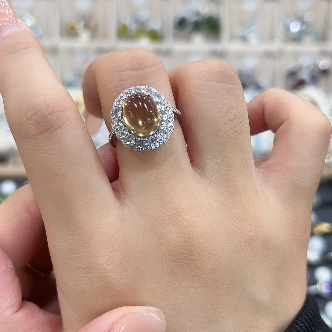 s***n戒指银S925镶嵌黄晶