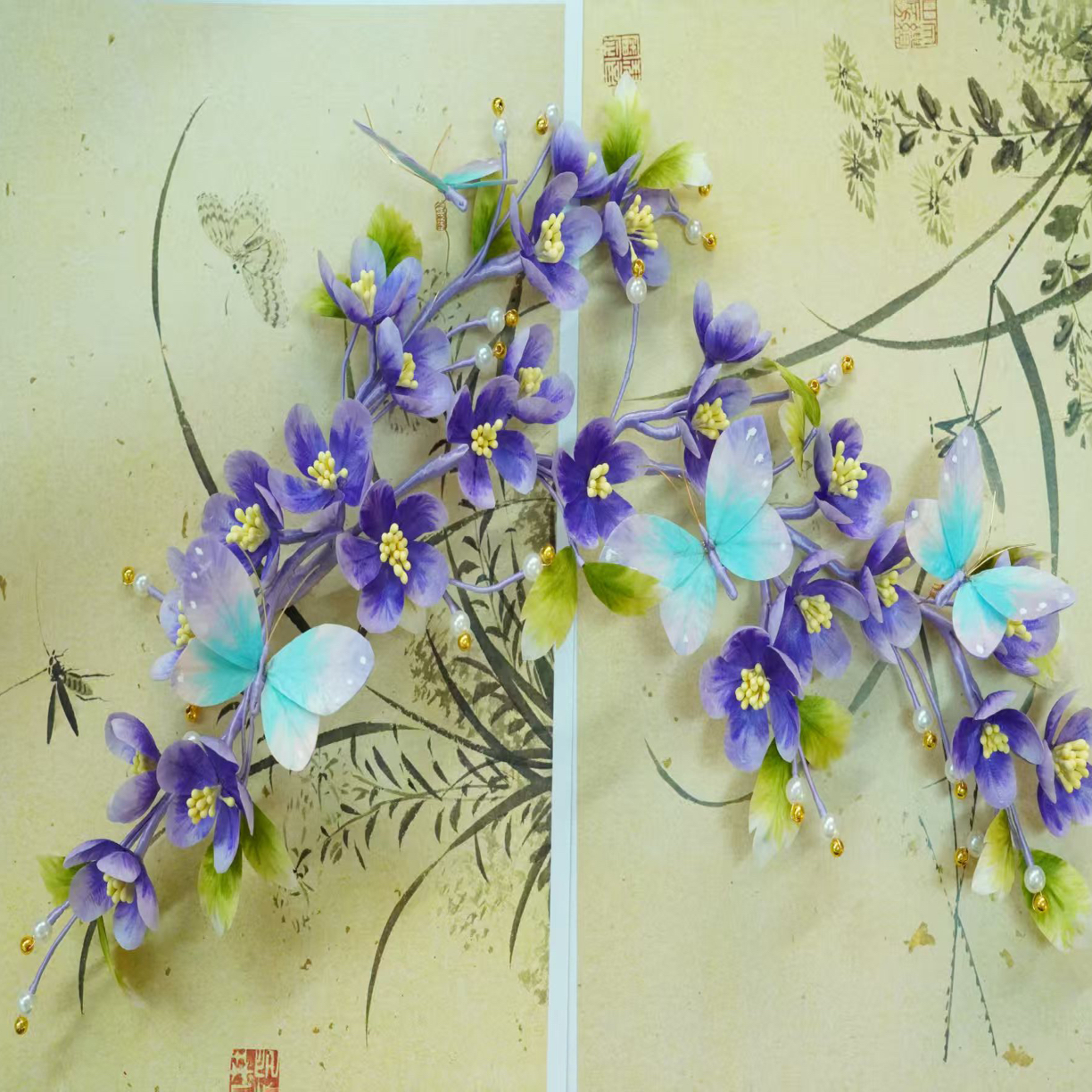 大麦吖古风发饰汉服绒花发簪 手工制作默认微瑕 