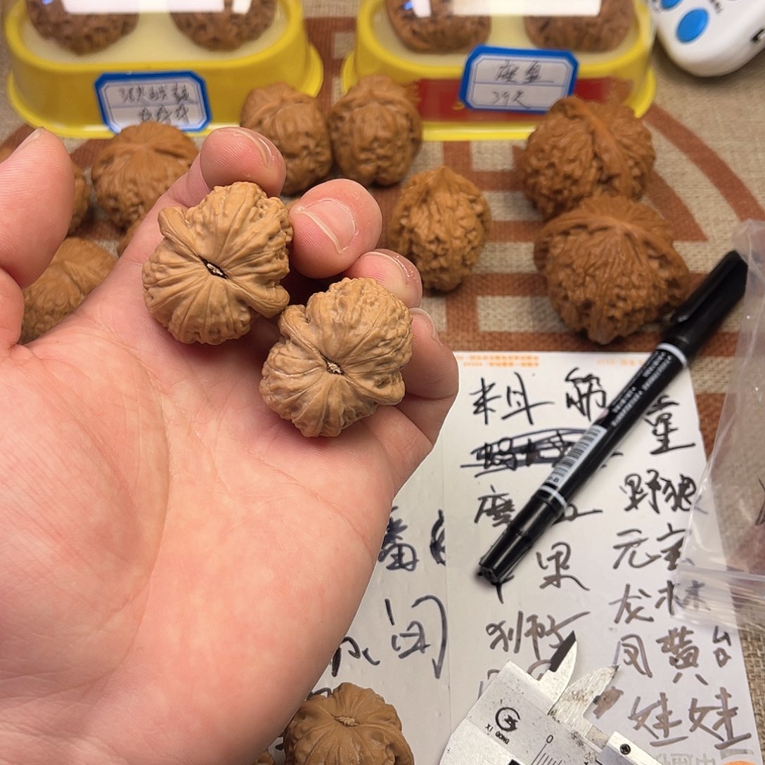 核桃把件兜*米小尺寸白狮子手捻