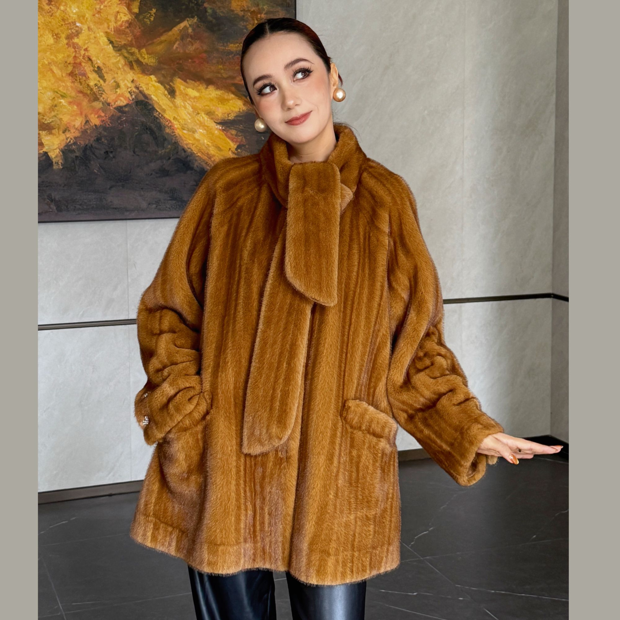 【胡子小妞】秋冬百搭保暖仿貂绒外套 251118