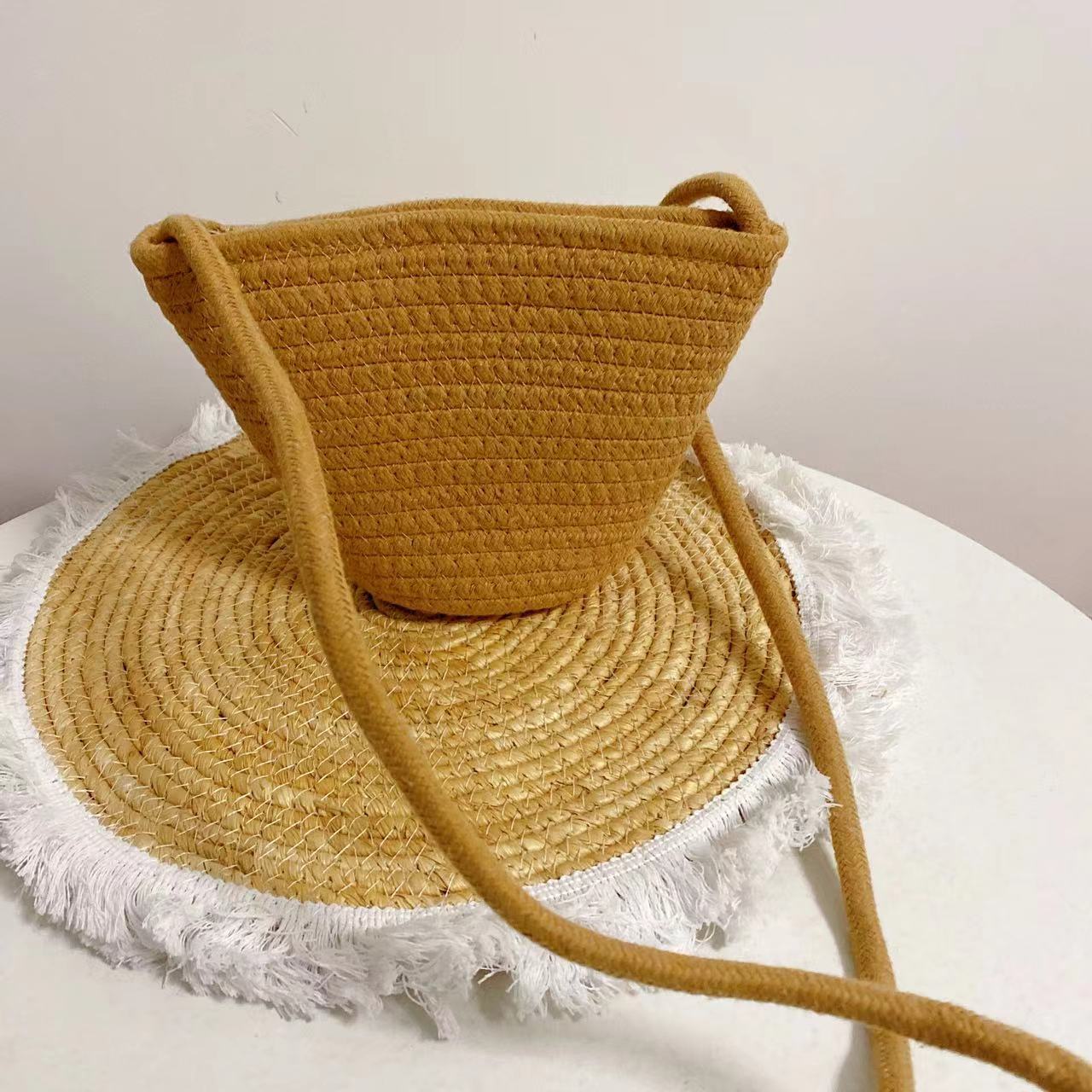 棉绳收纳背包收纳篮手拎编织收纳袋大容量网红高颜值收纳篮