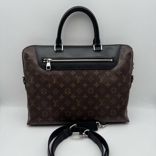 95新 LouisVuitton/路易威登 97新棕老花拼皮手提公文包/男士2671