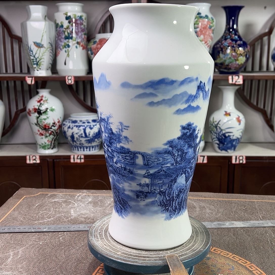 摆件陶景德镇陶瓷大鱼山水