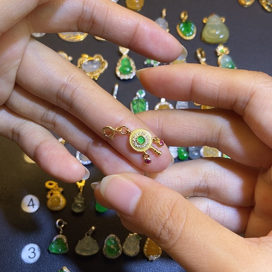 翡翠银S925镶嵌吊坠(不含链)