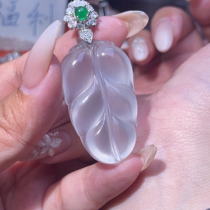 石英质玉银S925镶嵌颈饰