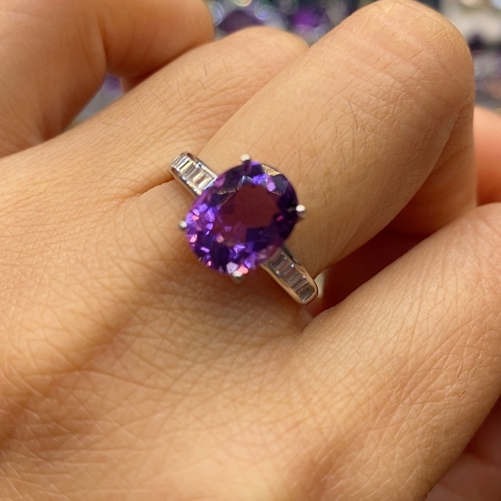 水晶戒指银S925镶嵌天然水晶戒指