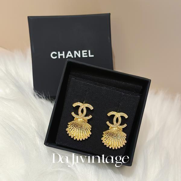 95新 Chanel/香奈儿 大吉中古3/Chanel香奈儿金色贝壳耳钉