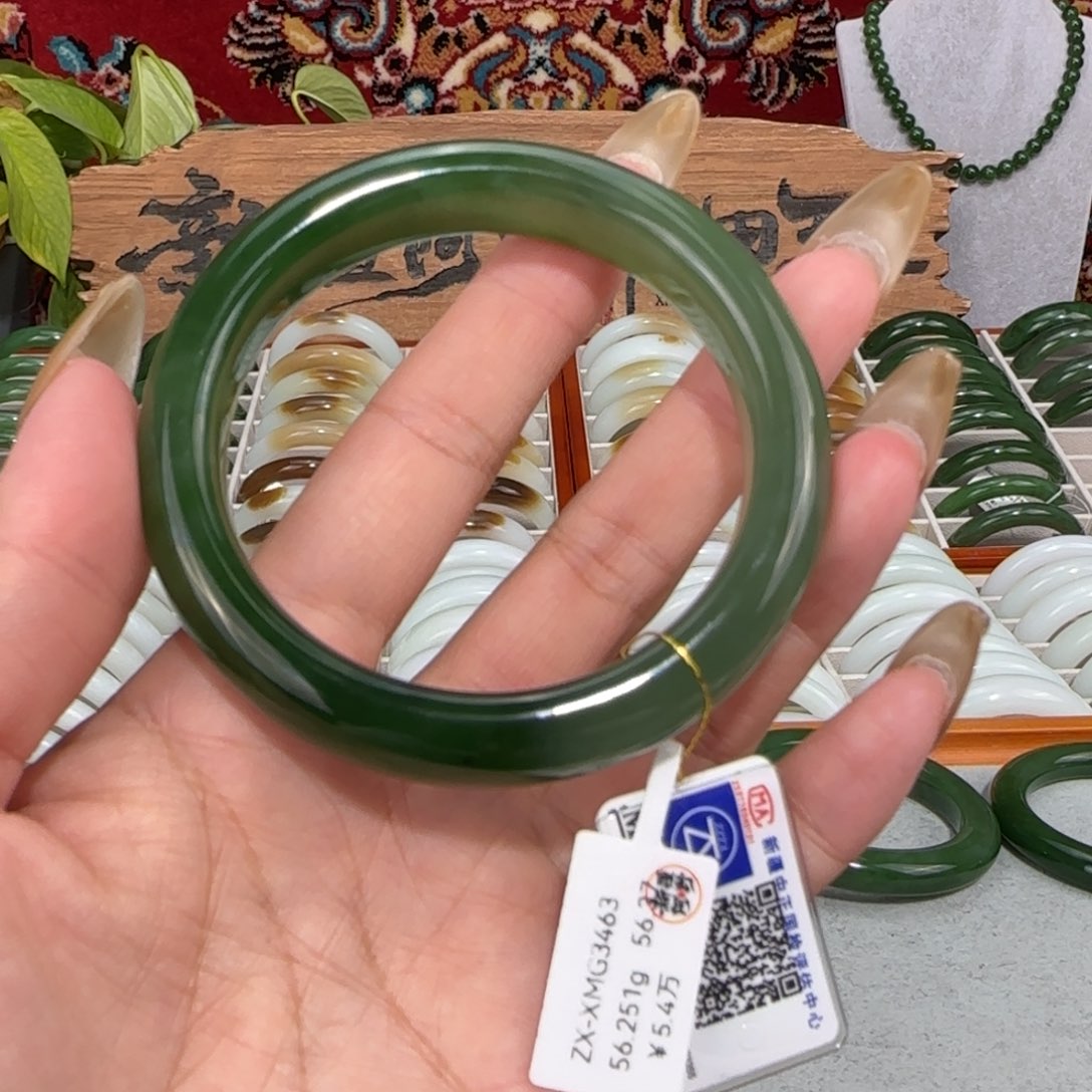 和田玉未镶嵌手镯俄料和田玉碧玉冰底半山水手镯