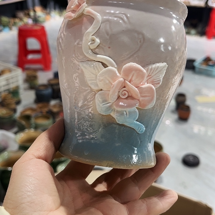 瓷片花盆多肉植物艺术品