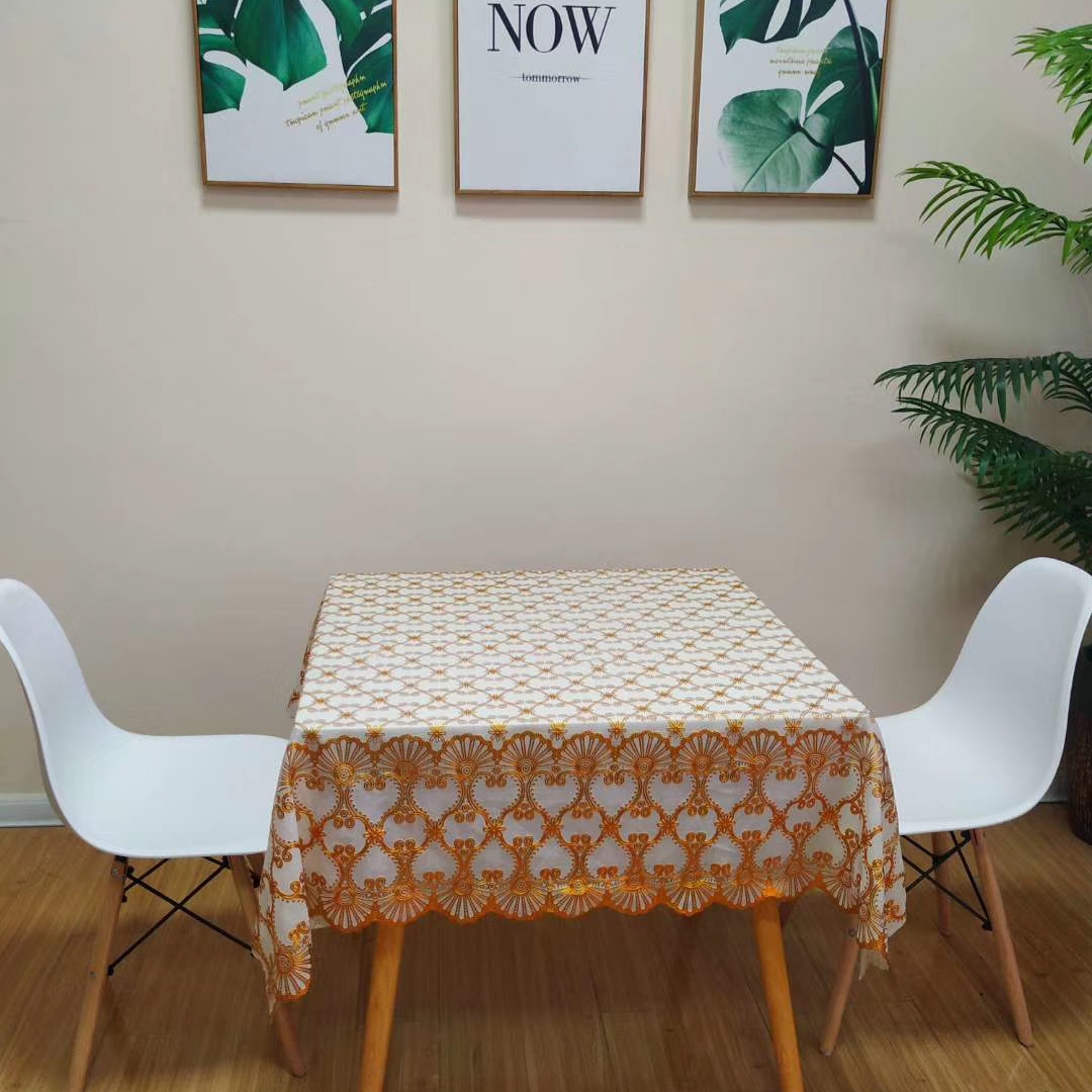 升级烫金凤尾花加长款2米-3米大桌布