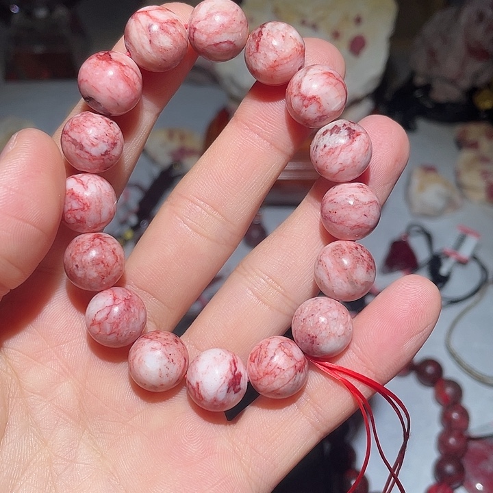 天然辰砂原石手串