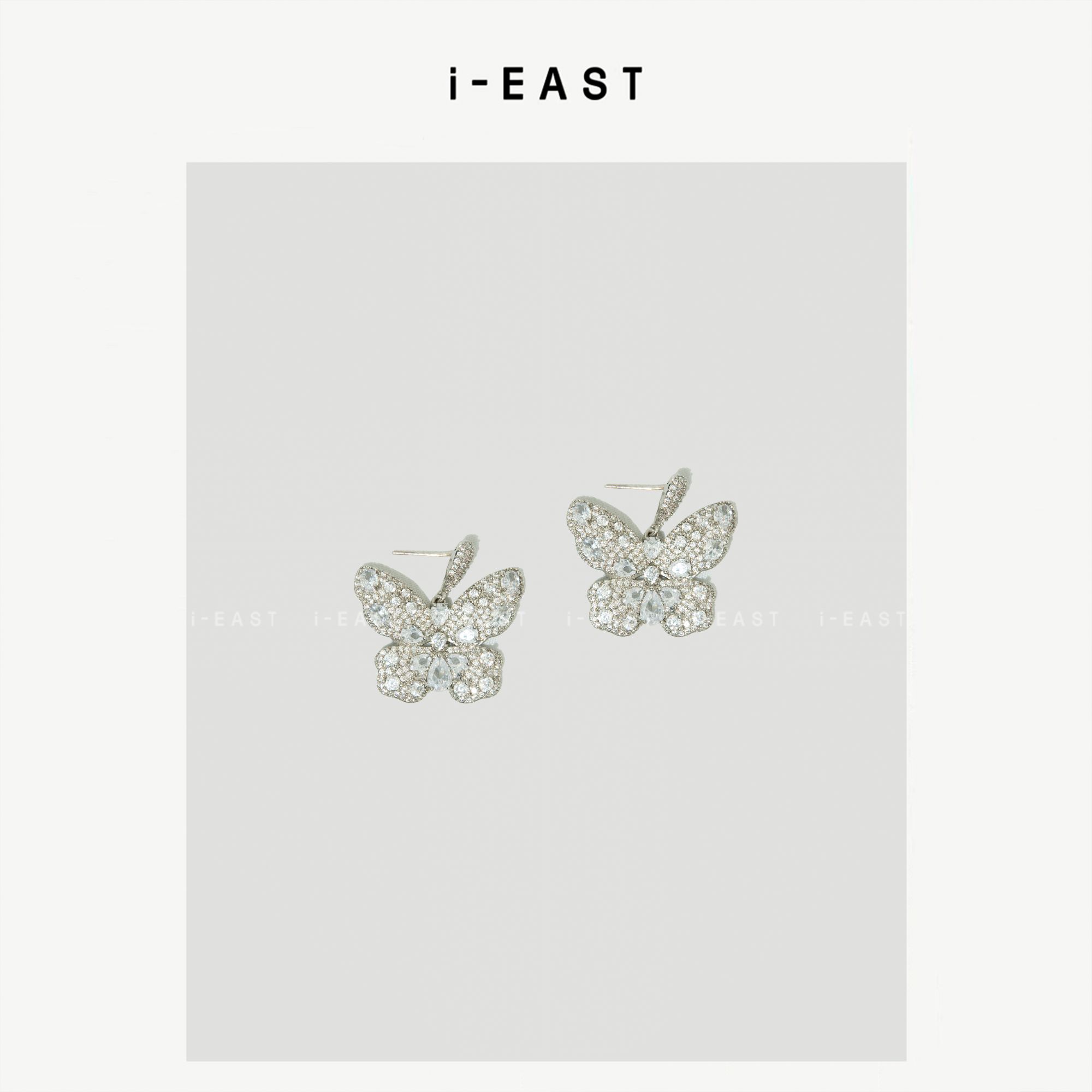 钛钢耳饰  i-EAST NN 暗夜蝴蝶~时尚个性潮款蝴蝶耳环-5C PS8304