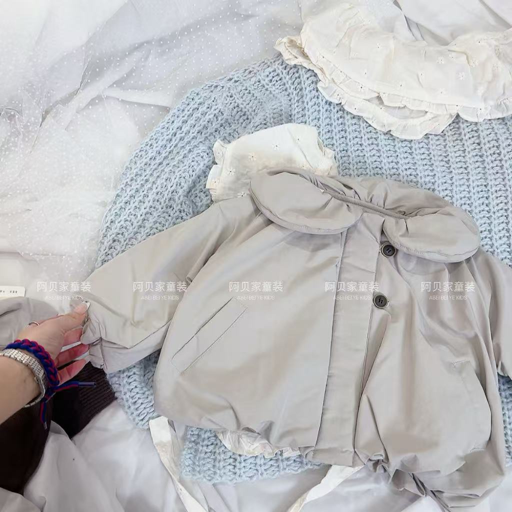 【F3】88073米色两粒扣棉衣童装