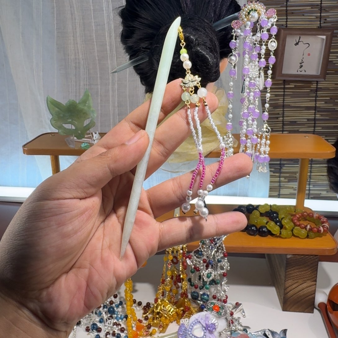 蛇纹石玉合金发饰