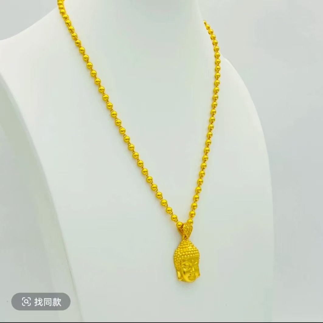 矿金 【圆珠链卡6】女款时尚金色气质百搭光珠链60cm长