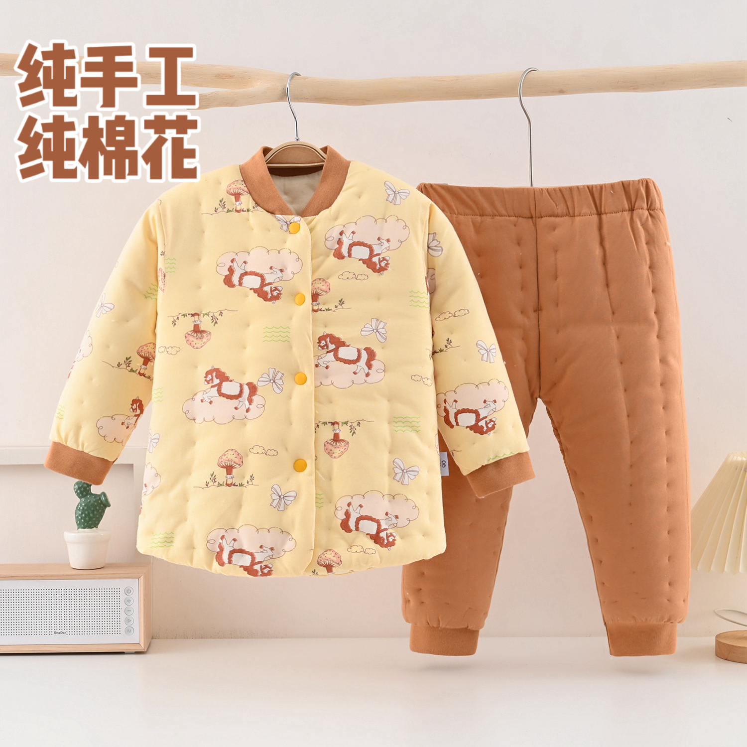 男女宝宝手工纯棉花棉衣婴儿童保暖冬季套装新生儿棉衣裤子两件套