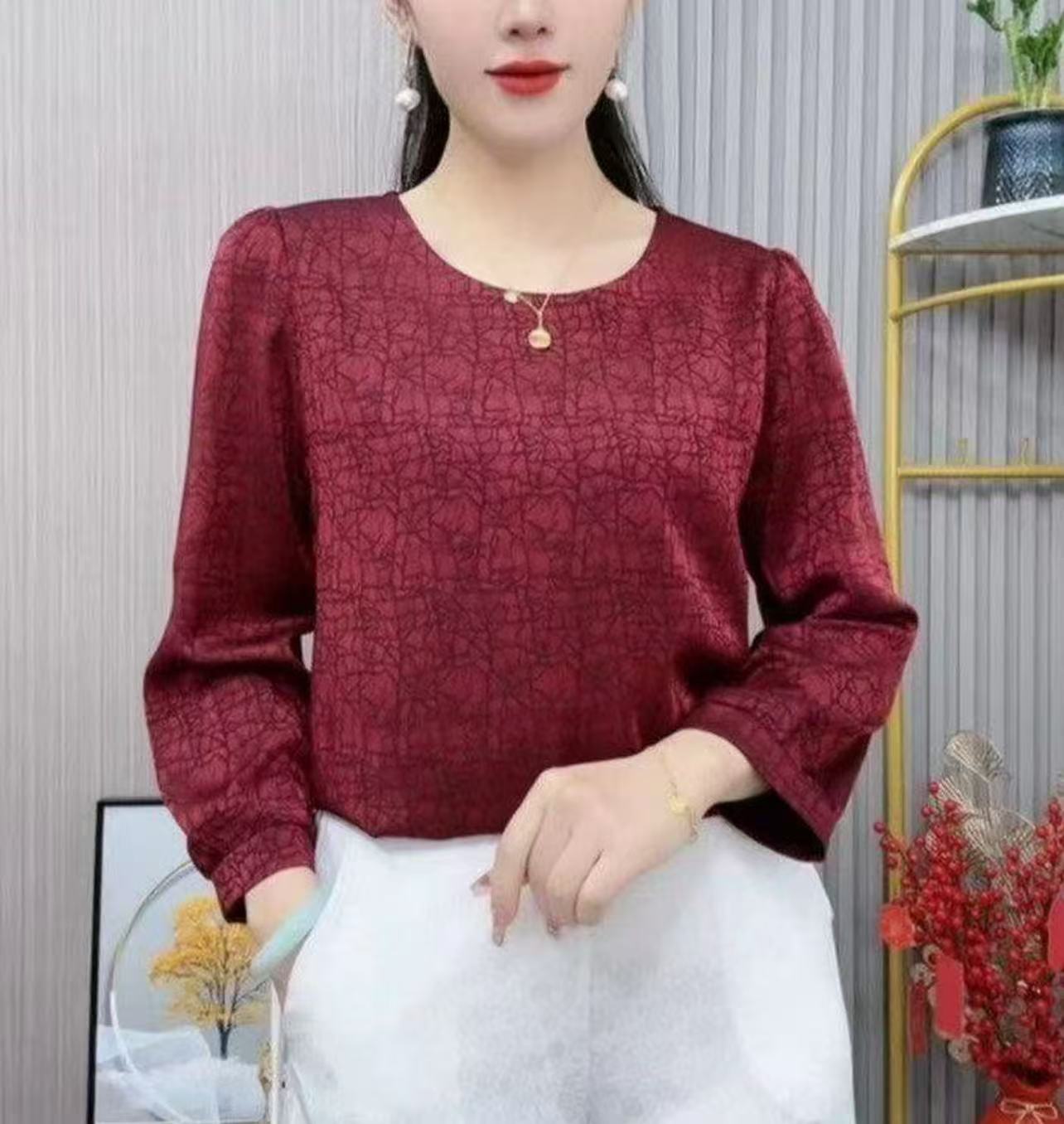 【思荷】常规款宽松型长袖衬衫百搭常规上衣女装气质T恤显瘦洋气432