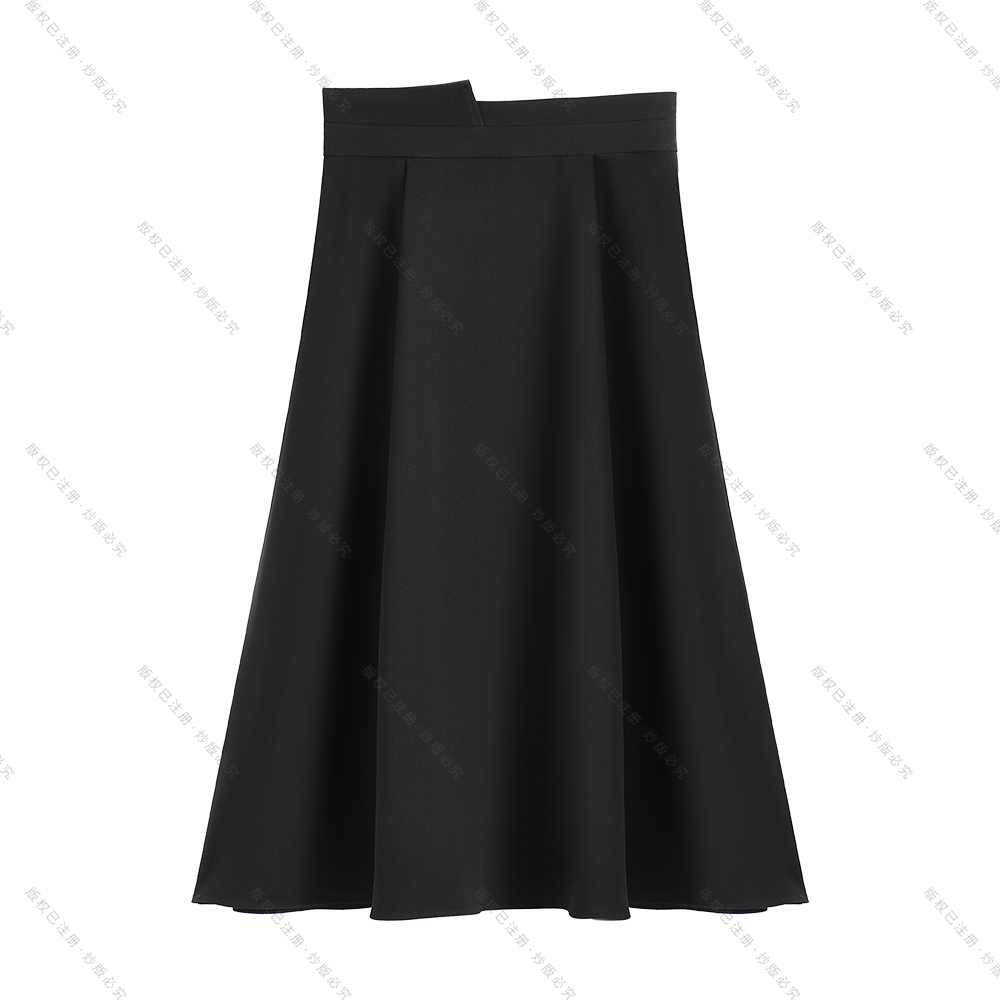 【南油虹姐】秋冬新款气质显质收腰纯色加厚常规大摆裙半身裙