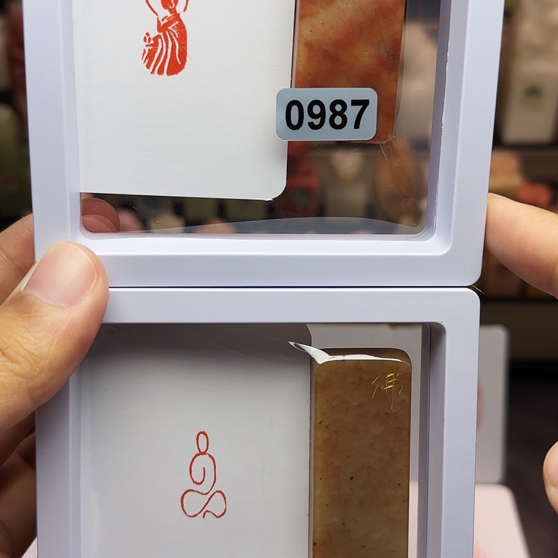 印石寿山石1×2佛造像，佛造像 一组两个 手工篆刻