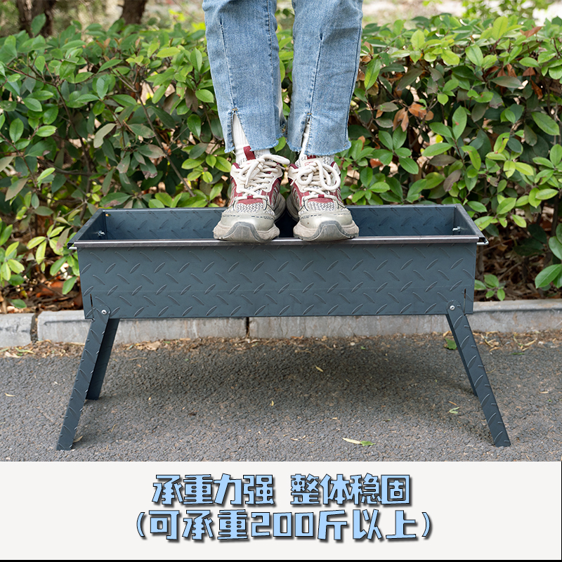 烧烤炉烧烤架加厚花纹柳叶钢板激光满焊商用摆摊露营烤箱便携折叠