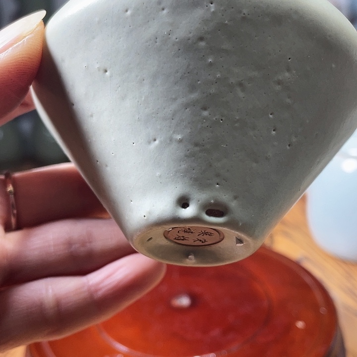 原矿釉柴烧汝瓷斗笠盏大瑕