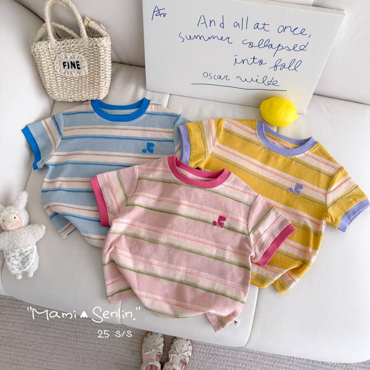 【现货】妈咪森林童装2025年夏新款女童条纹T恤上衣252-MMSL-252175