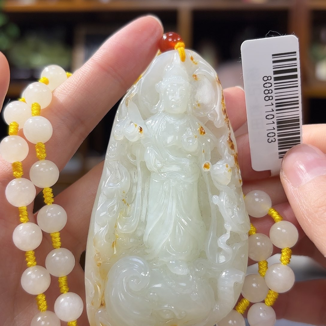 和田玉吊坠普贤菩萨未镶嵌