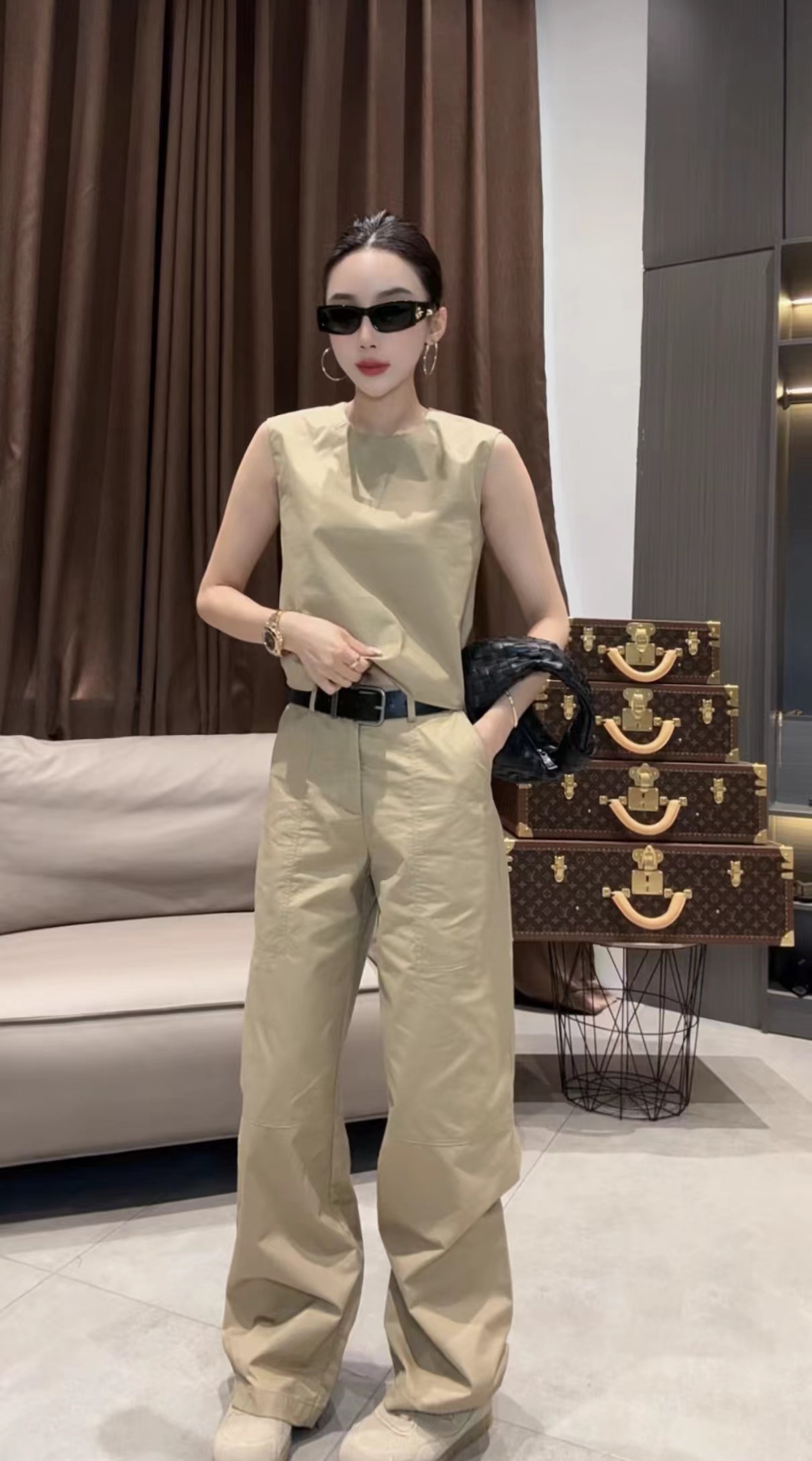 LLB 2025 法式纯棉砍袖➕裤子显瘦套装（裤长106左右.衣长50左右）