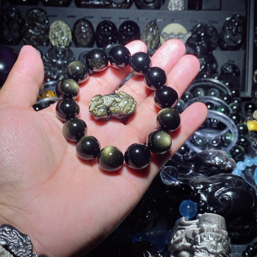 【闪购商品】黑曜岩手链未镶嵌合***瑞