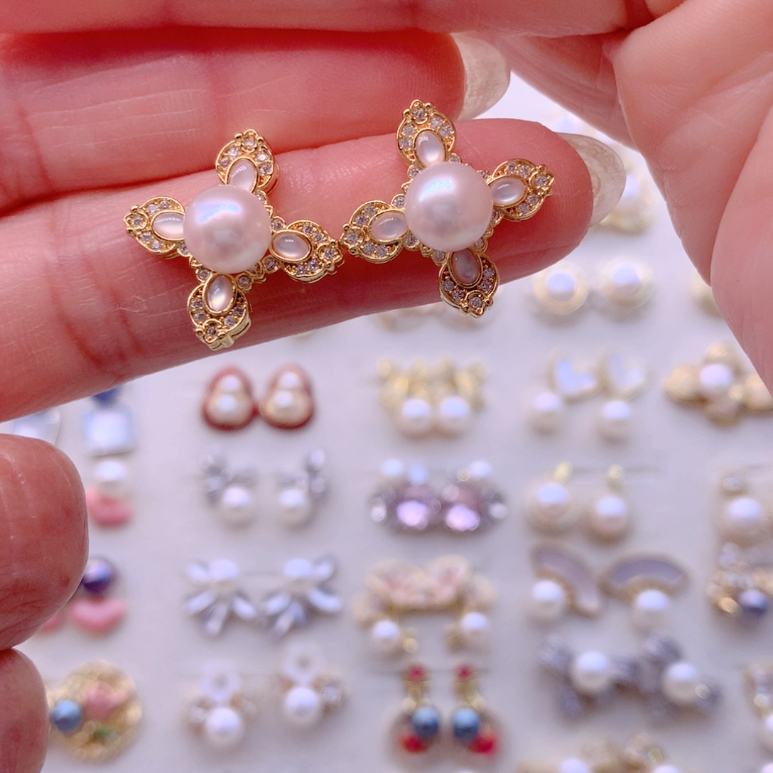 耳饰合金淡水珍珠