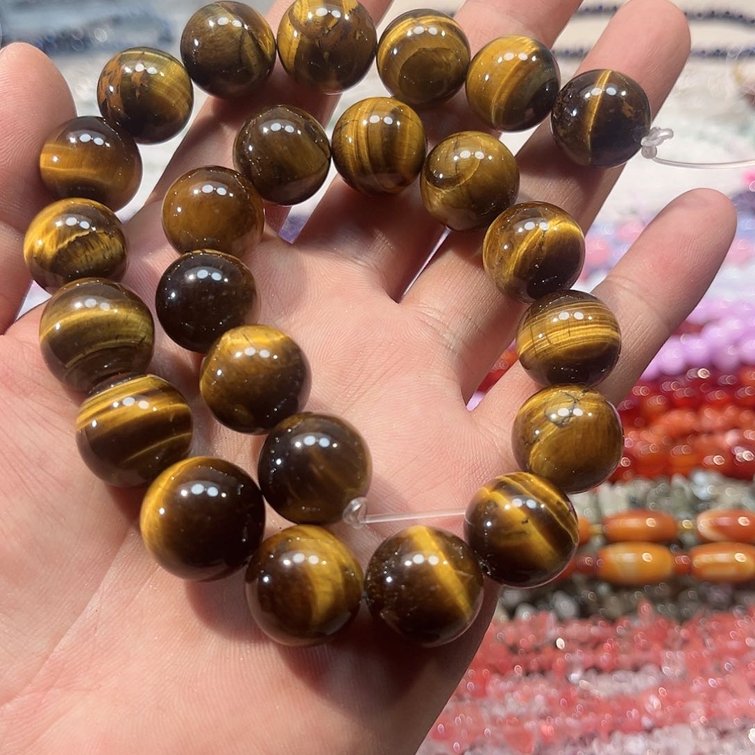 玛瑙/玉髓合金珠宝半成品虎眼16mm一条A货