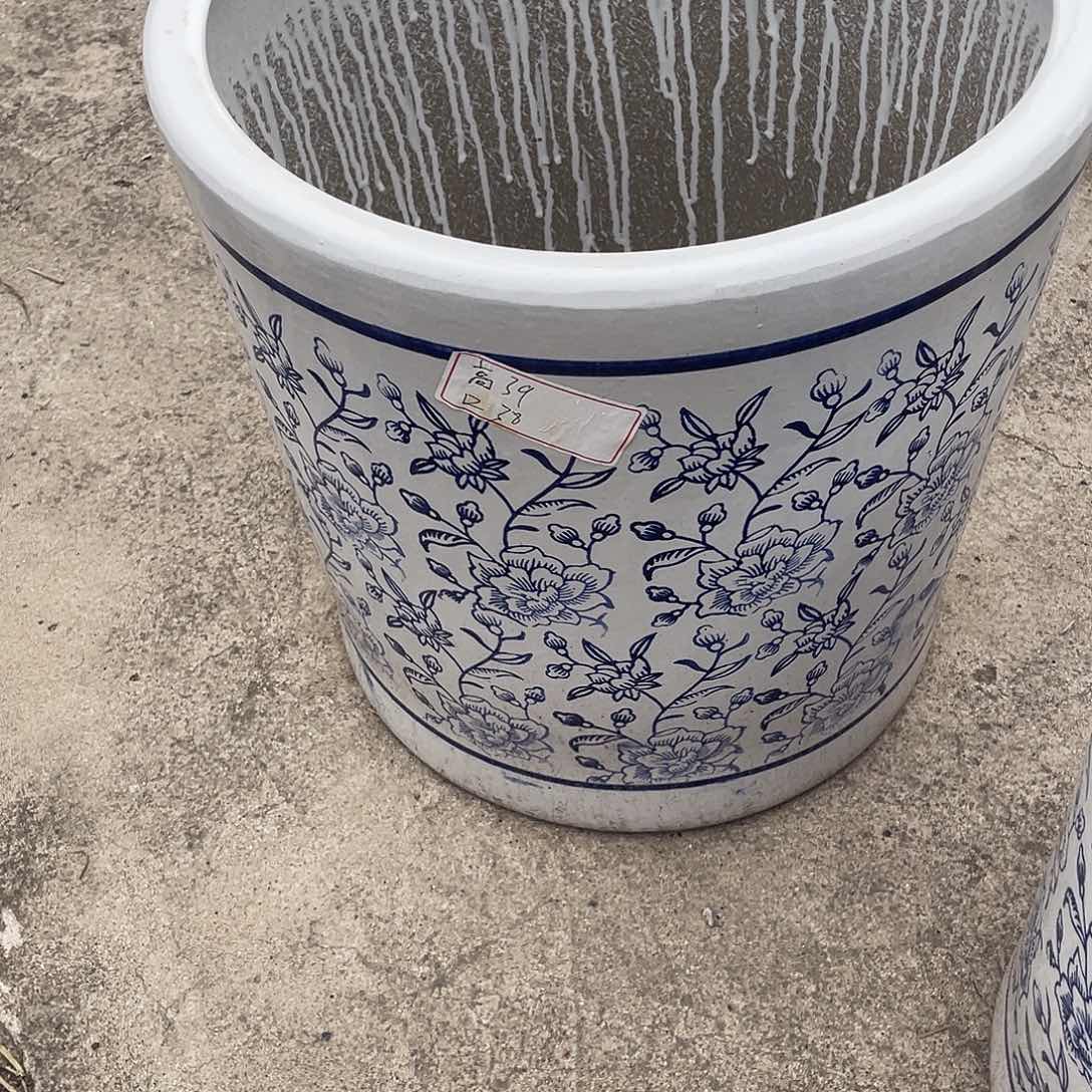 周*白色青花圆直筒特大号