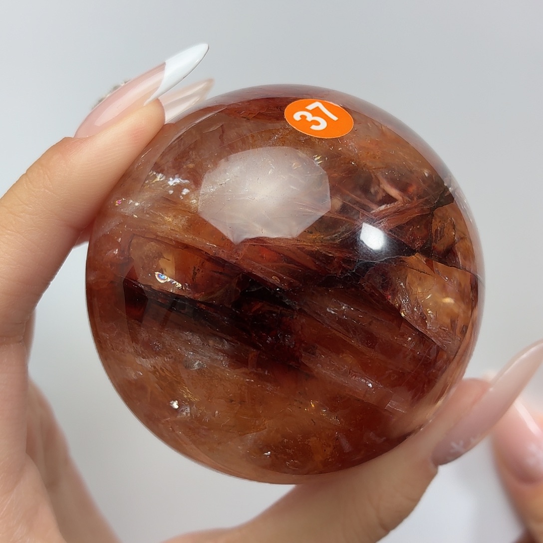 水晶未镶嵌珠宝半成品牛血红胶花66.2mm