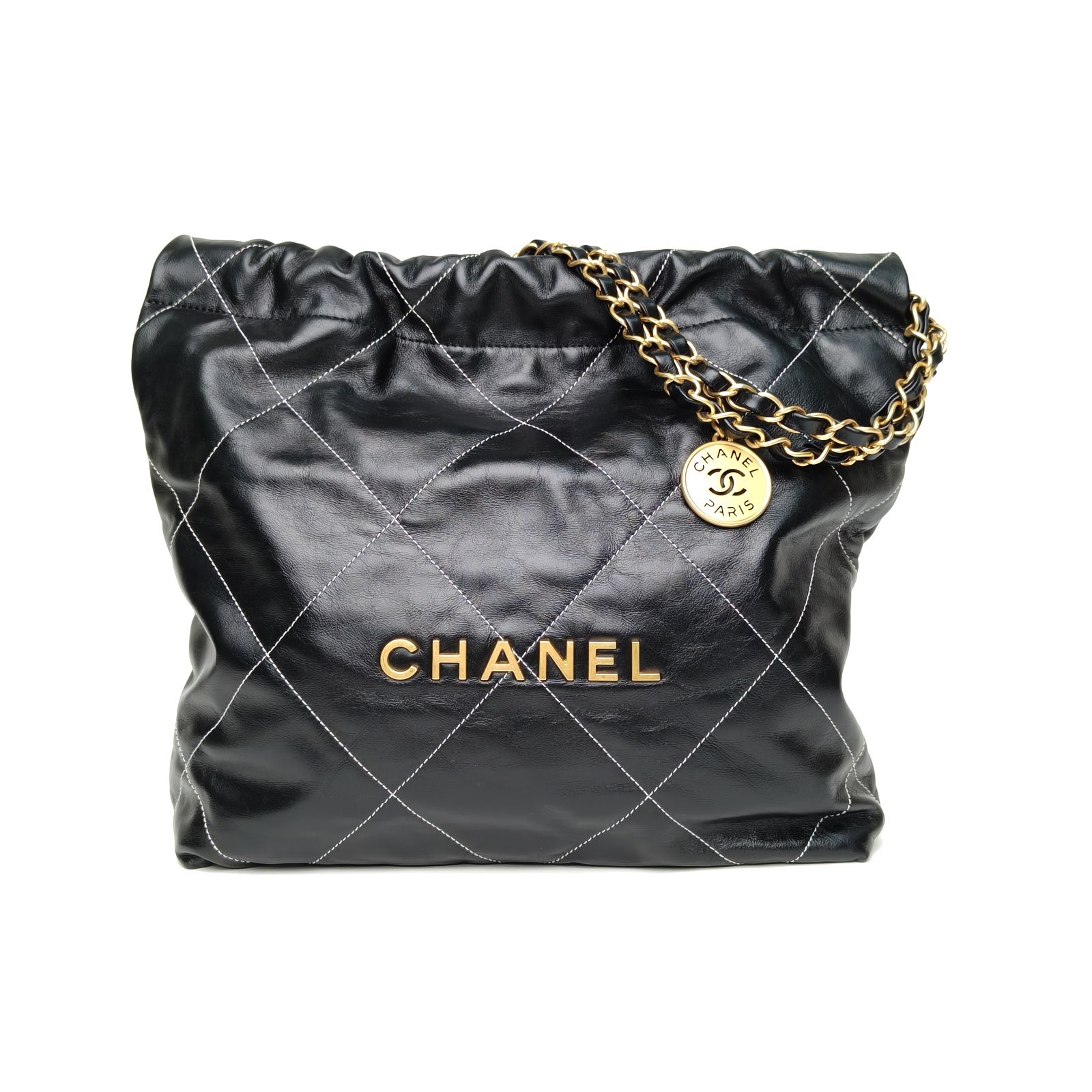 99新 Chanel/香奈儿 花花22Bag Tote托特包 小号 黑色 芯片开 
