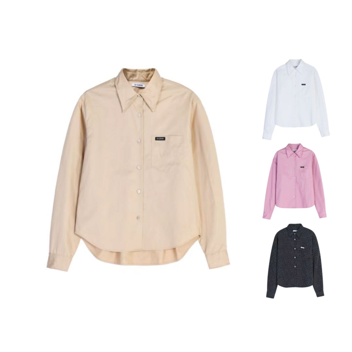 OIIORIRI  25秋冬新品翻领落肩袖多巴胺长袖衬衫女款上衣宽松衬衫