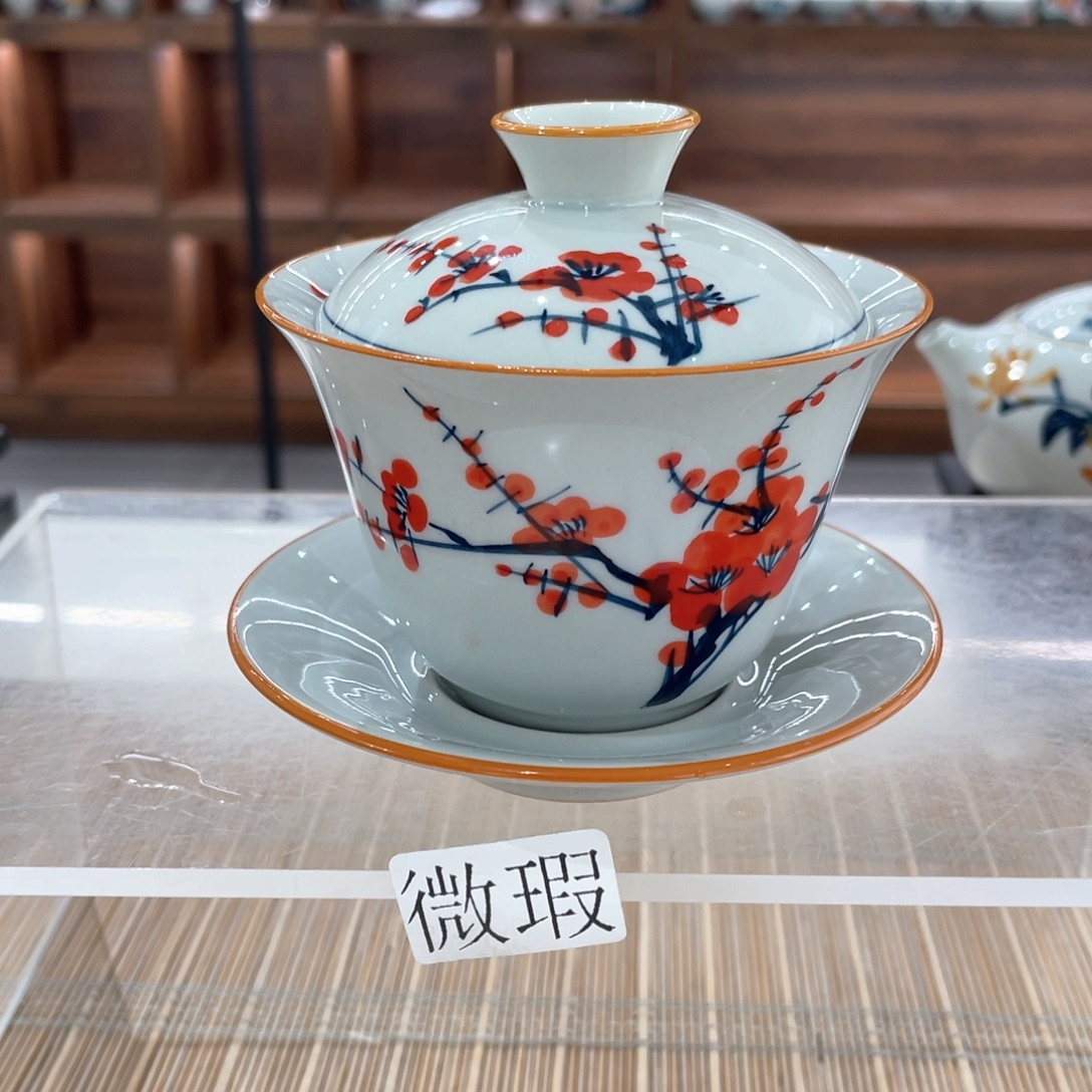 釉下手绘茶具微瑕