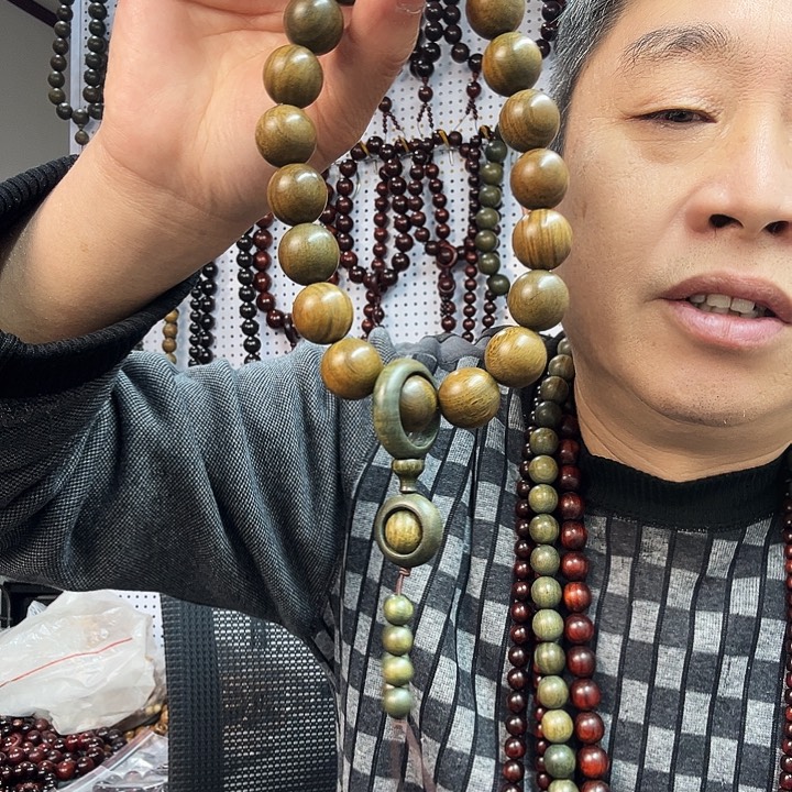 大叶紫檀（黑酸枝木类）绿檀1.8手持19粒