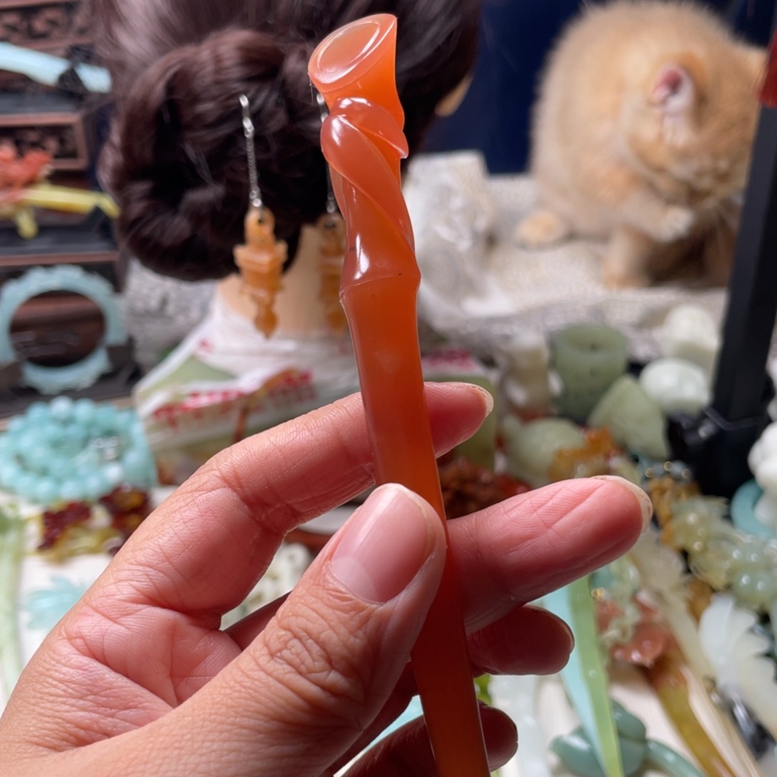 【闪购商品】蛇纹石玉发饰未镶嵌初*