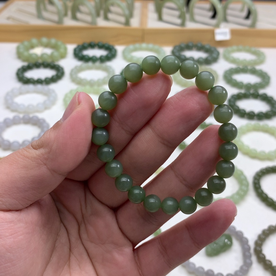 和田玉手串（碧玉7.8）未镶嵌