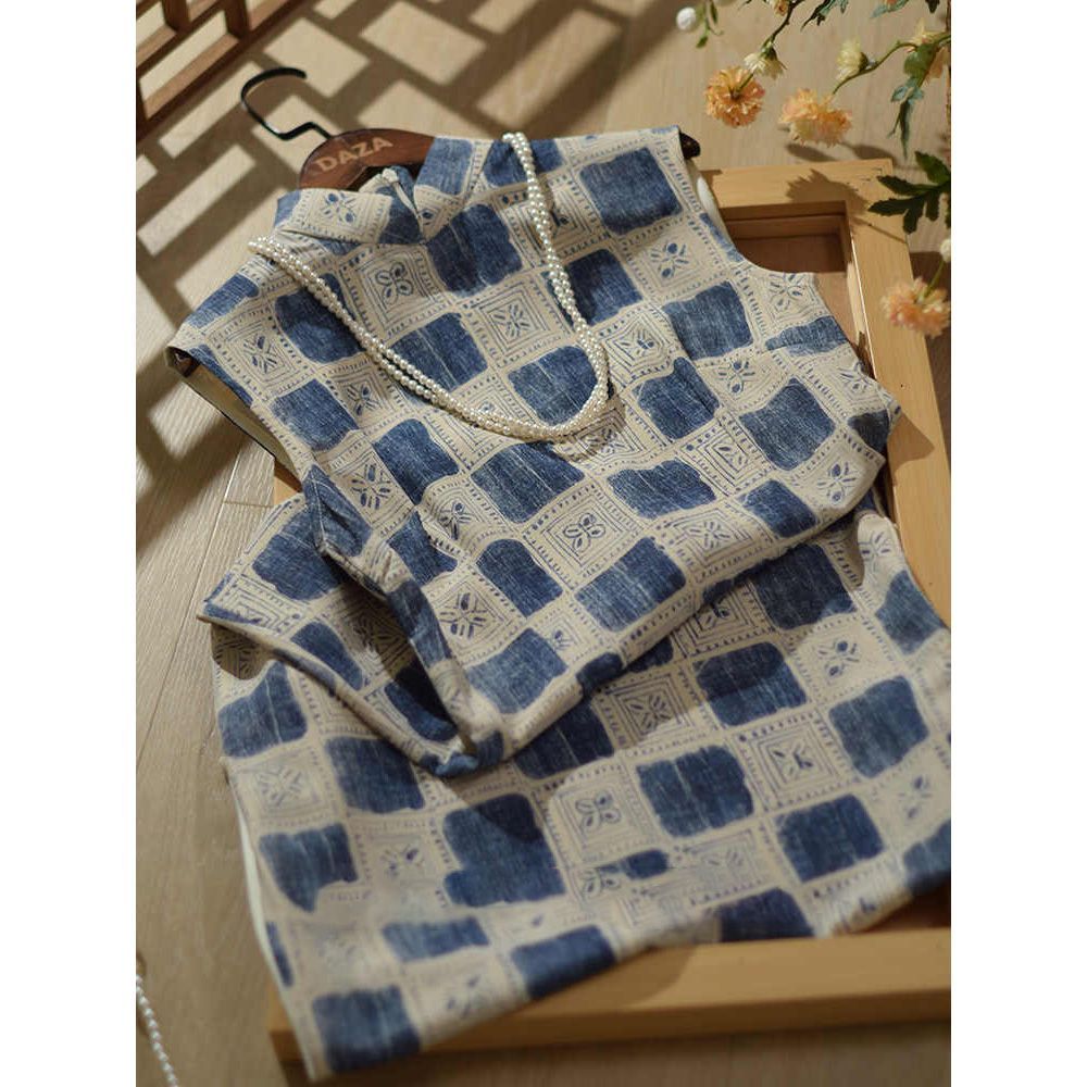 新中式改良旗袍2025新款女气质长款无袖复古民国风格子高级感高端