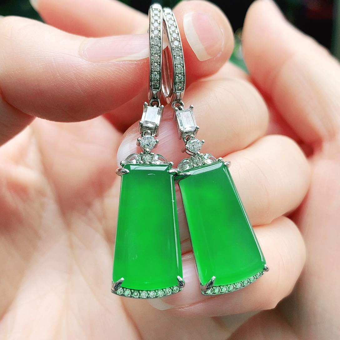 玛瑙/玉髓耳钉银S925镶嵌