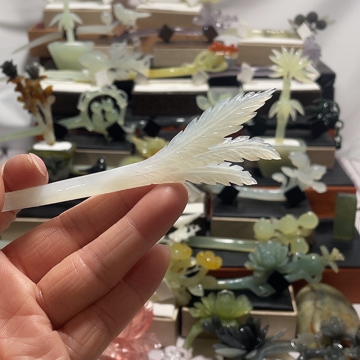 蛇纹石玉合金发饰