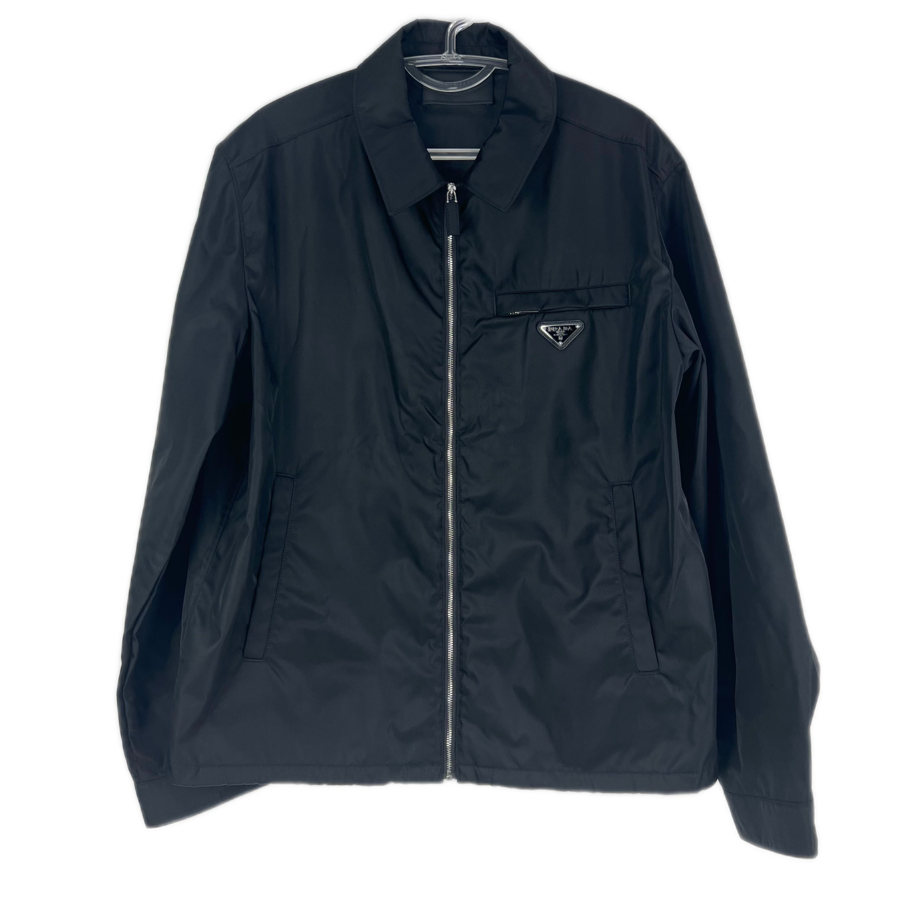 99新 Prada/普拉达 52码三角标纯色拉链翻领长袖夹克 全新sz0248