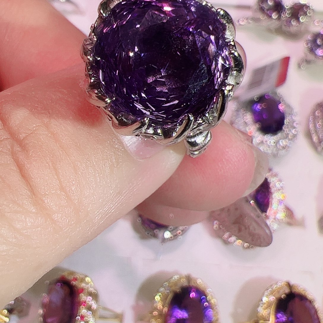紫晶紫水晶银S925镶嵌