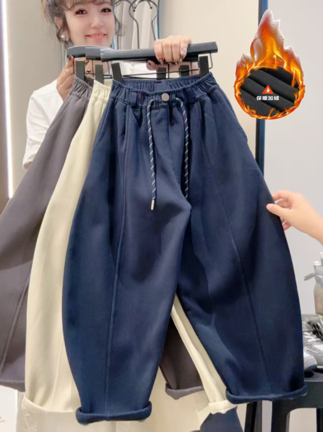 迪布乐【加绒不加绒】深秋纯棉100棉男女童休闲百搭弯刀裤