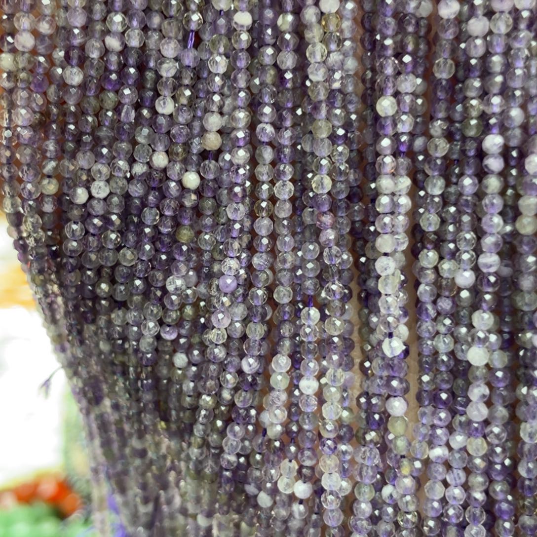 玛瑙/玉髓未镶嵌珠宝半成品紫水晶2条卡2.5