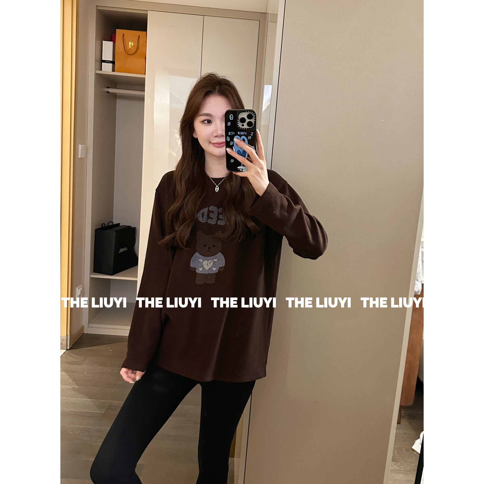 【LIUYI】小熊饼干～双面绒加厚保暖宽松大版T恤511026